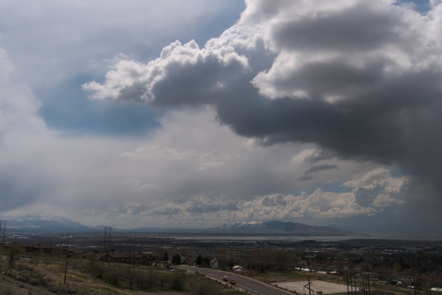 Big old dramatic clouds with dark undersides and light tops