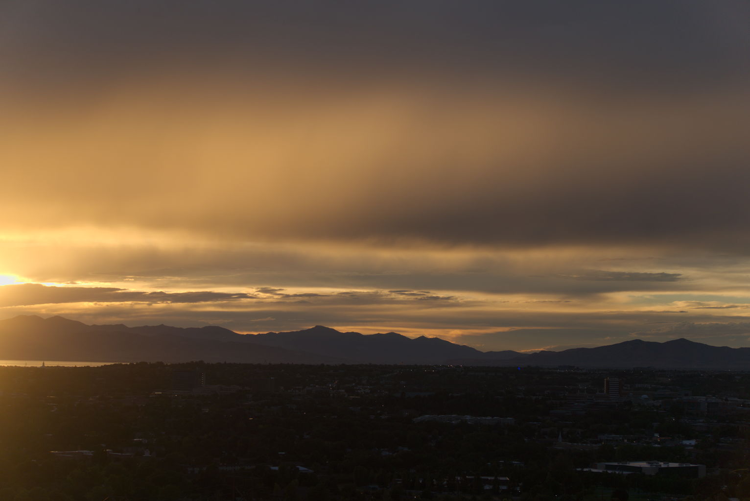 Sunset glow in cloudy mists