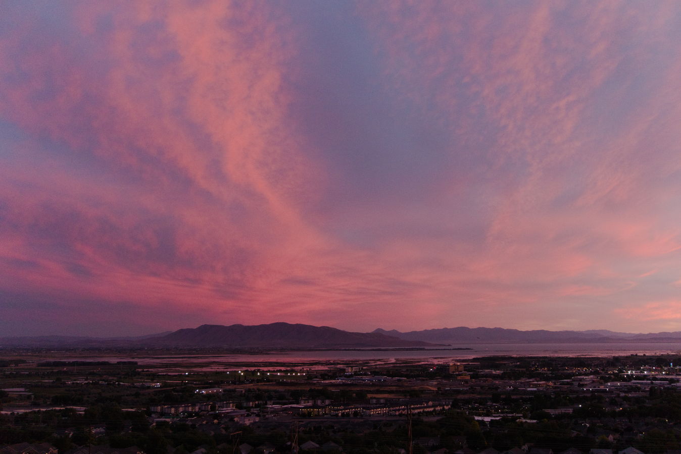 Sunset lit clouds