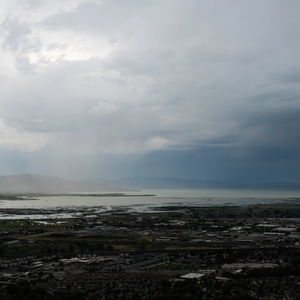 Light and dark rain clouds over the mountains